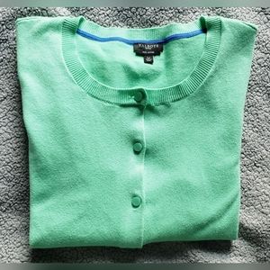 Talbots Petites Seafoam Green Pima Cotton ¾ Sleeve Button Front Cardigan